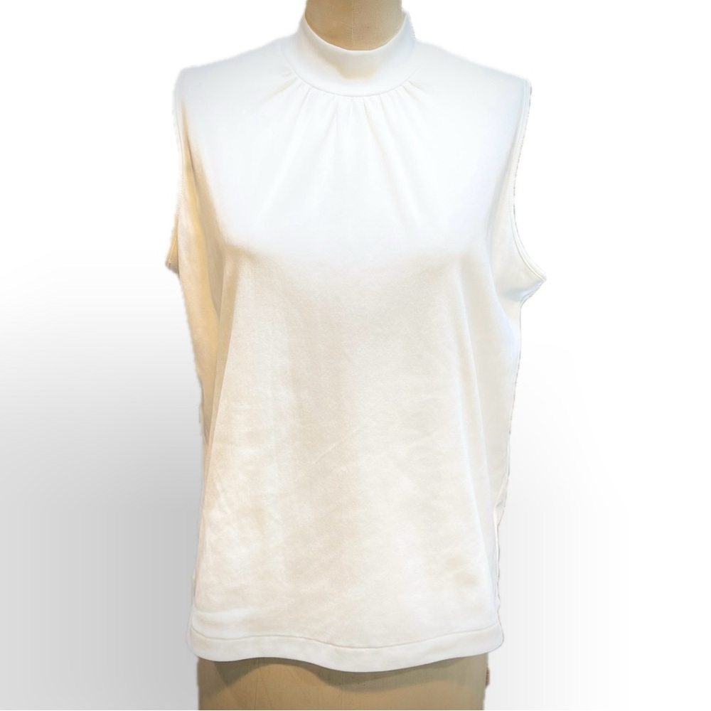 VINTAGE 70s‎ Montgomery Ward pure white sleeveless polyester tank top high neck